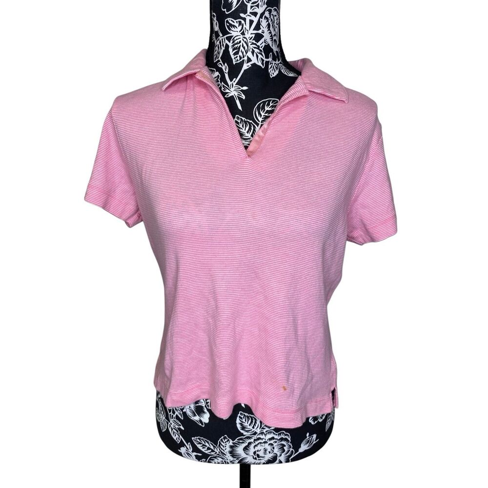 Flawed NorthCrest Striped Polo Shirt Short Sleeve Cotton Preppy Top Upcycle